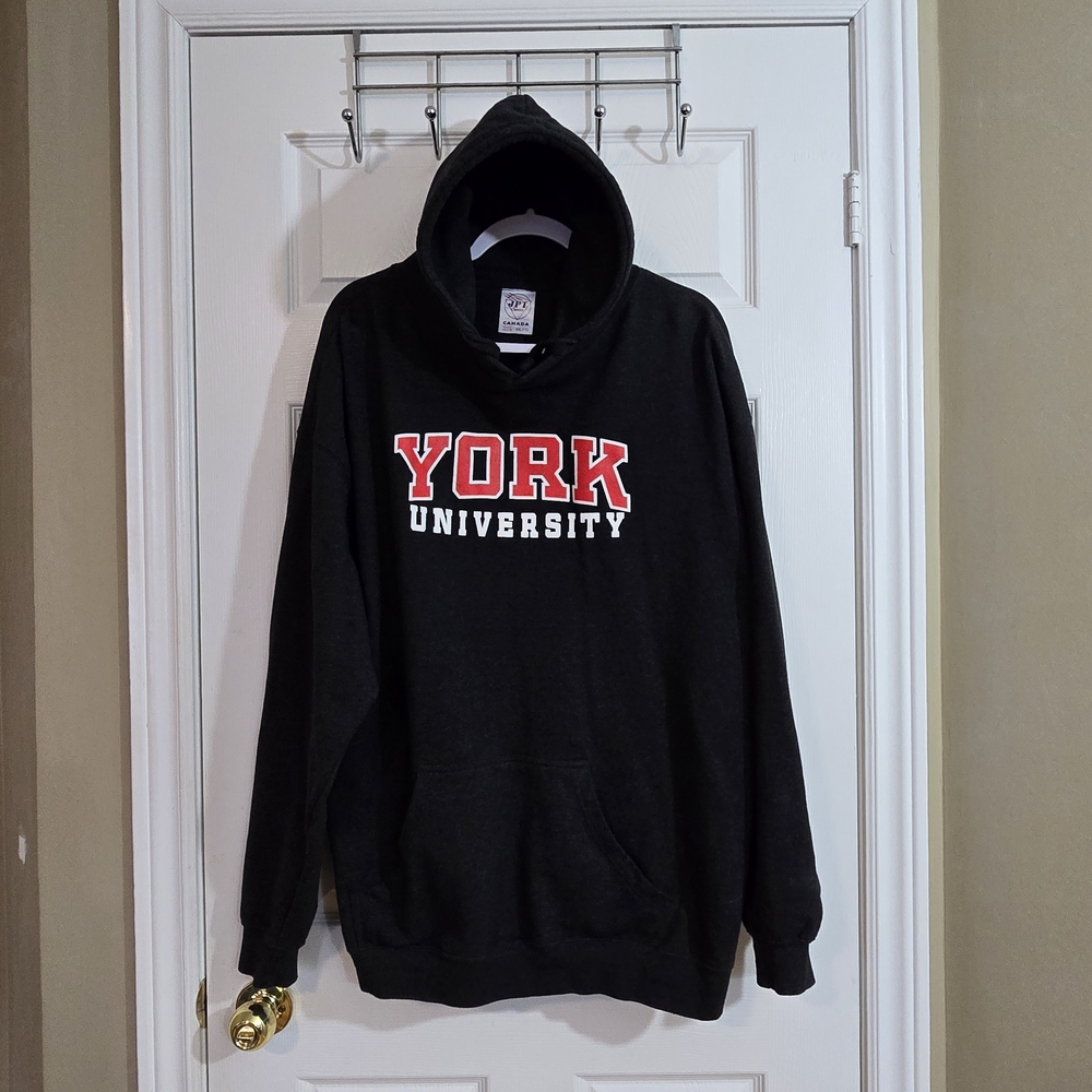 York University Men’s Hoodie Sweatshirt ~ Sz. XXL (2XL) ~ Dark Gray ~ EUC ~